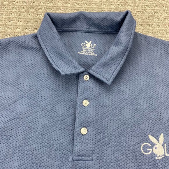 Playboy Golf Polo Shirt Men Extra Large XL Blue White Mesh Breathable Outdoor - Picture 3 of 14